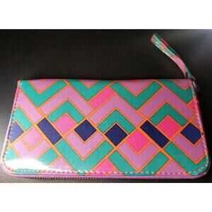 Target Geometric Retro Style Teal Purple Pink Red Wallet Zipper